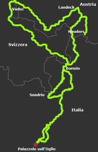 Mappa Dallo Stelvio alle splendide strade panoramiche austriache