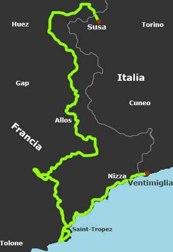 Mappa Route de Grand Alpes, Côte Azur, Gorges du Verdon e du Cians