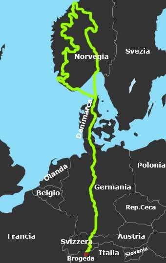 Mappa Grand Tour in moto in Norvegia tra fiordi e curve mozzafiato