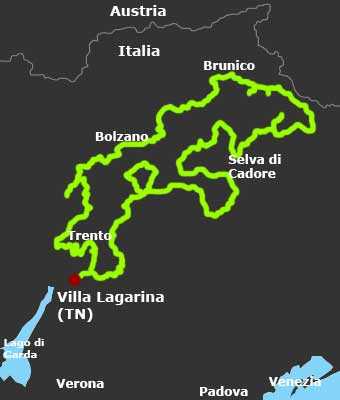 Mappa Dolomiti Tour Ride 4 giornate splendide tra i Monti Pallidi