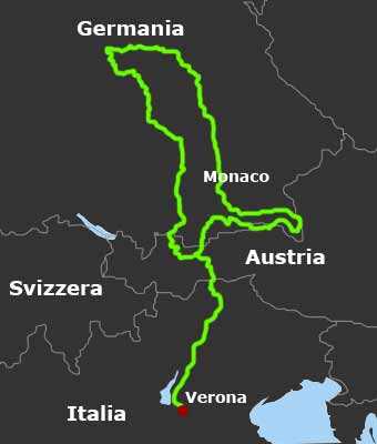 Mappa Baviera in moto: RomantischeStraße, AlpenStraße e Castelli